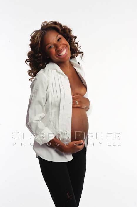 White shirt maternity portrait